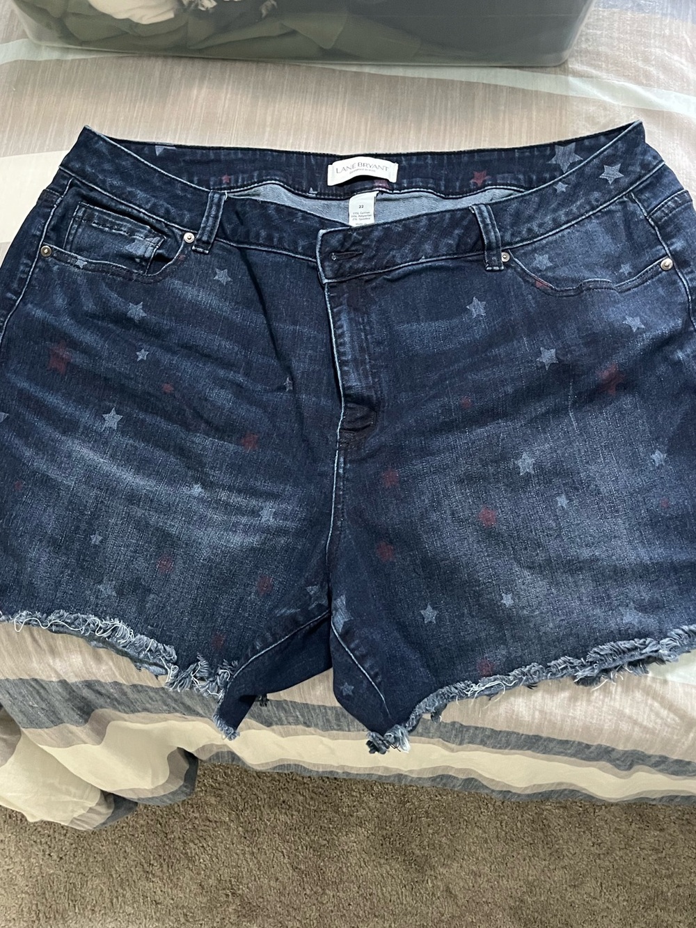 Lane Bryant Dark Blue Star-Print Denim Shorts